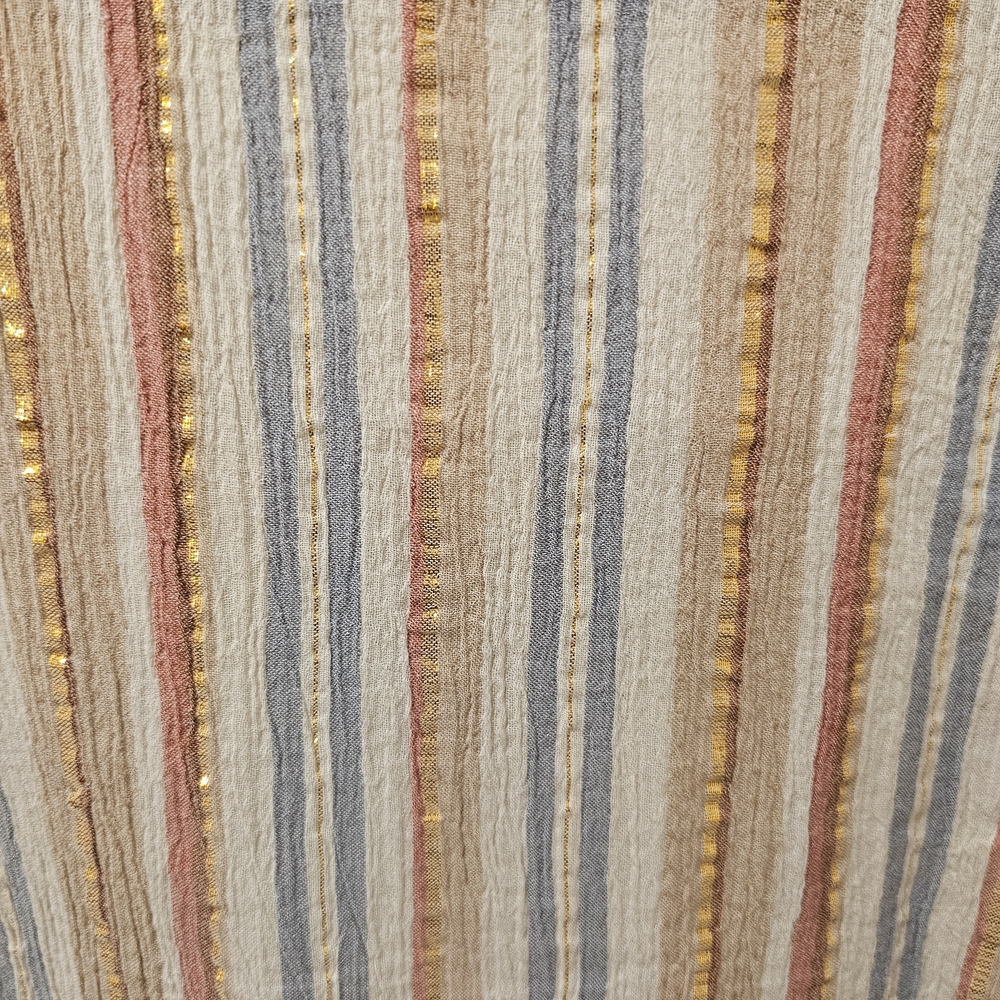 Garnet Hill Lola Shimmering Organic-Cotton Dress in a cream-striped colorway; L - Picture 8 of 8